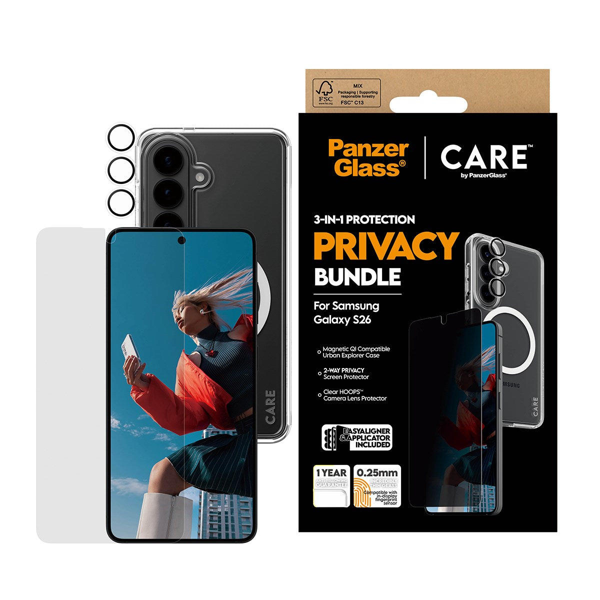 PanzerGlass® | CARE™ by PanzerGlass® Privacy 3-in-1 Set Samsung Galaxy S26